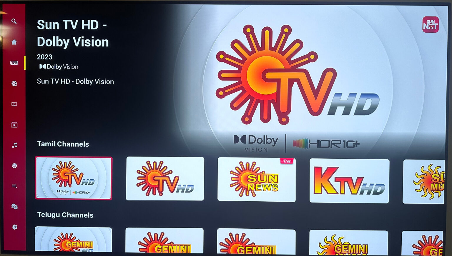 Sun Group first in India to stream Live TV Channels on Sun NXT in Dolby ...